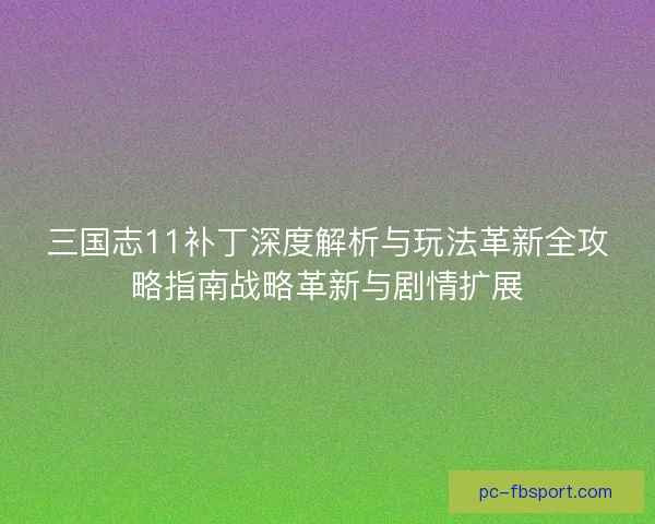 三国志11补丁深度解析与玩法革新全攻略指南战略革新与剧情扩展